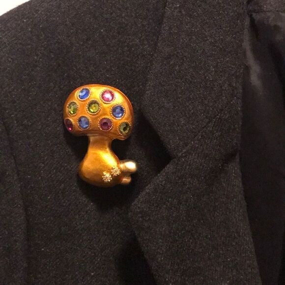 Enamel Mushroom Ladybug Brooch Vintage 1990s - Picture 16 of 17